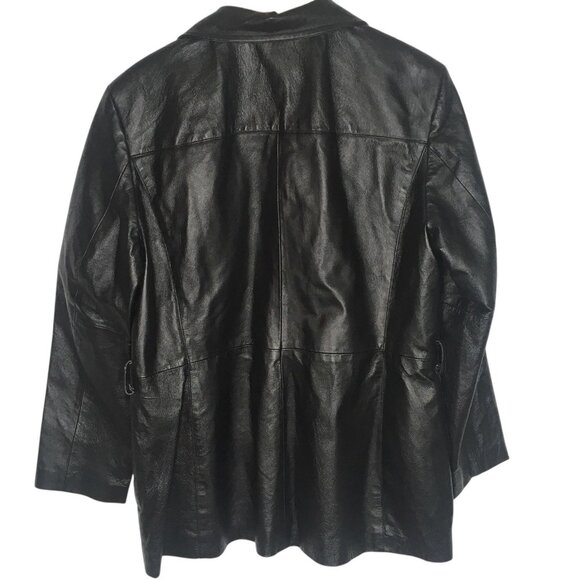 Worthington Jacket Womens XL Black Leather Zip Front Burgundy Lined Classic - Picture 5 of 16